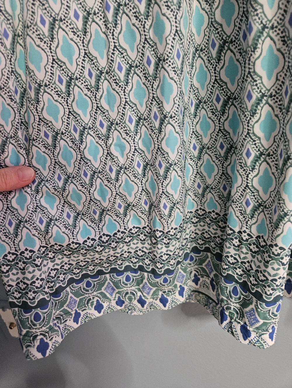 Cabana Life Geo Print Maxi Dress S Blue Aqua Tassel Smocked Waist UPF 50 Resort - Picture 5 of 8